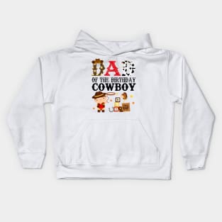 Dad of The Birthday Cowboy 1st First Birthday Cowboy Western Rodeo Party Kids Hoodie